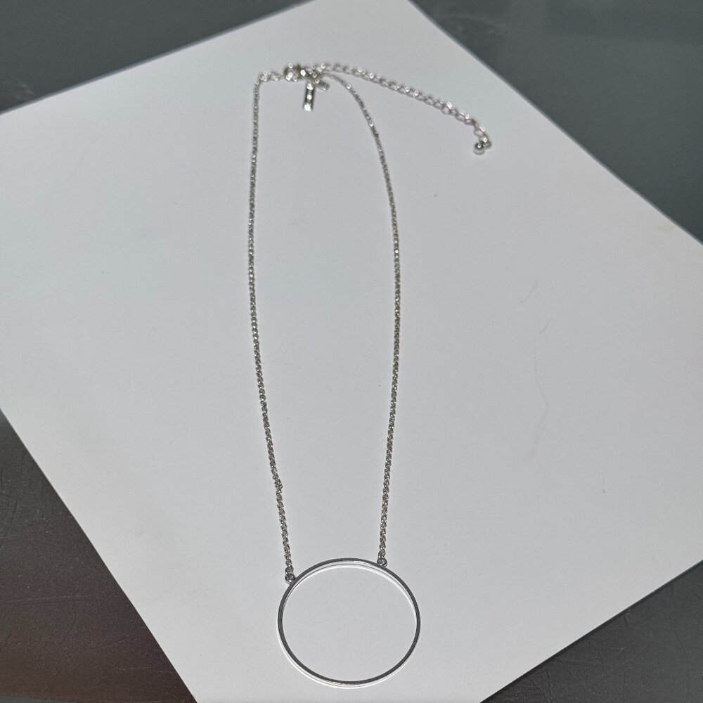 ✨ Lele Sadoughi Open Circle Pendant Necklace Silver Minimalist Designer Jewelry